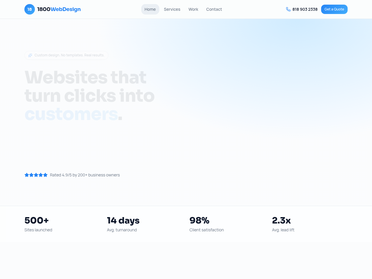 1800webdesign Inc. Website Design