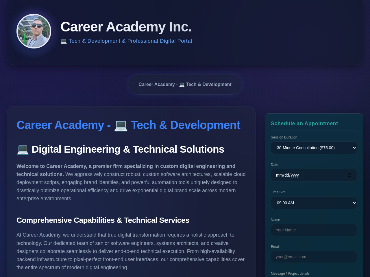 Career Academy Inc. Website Design