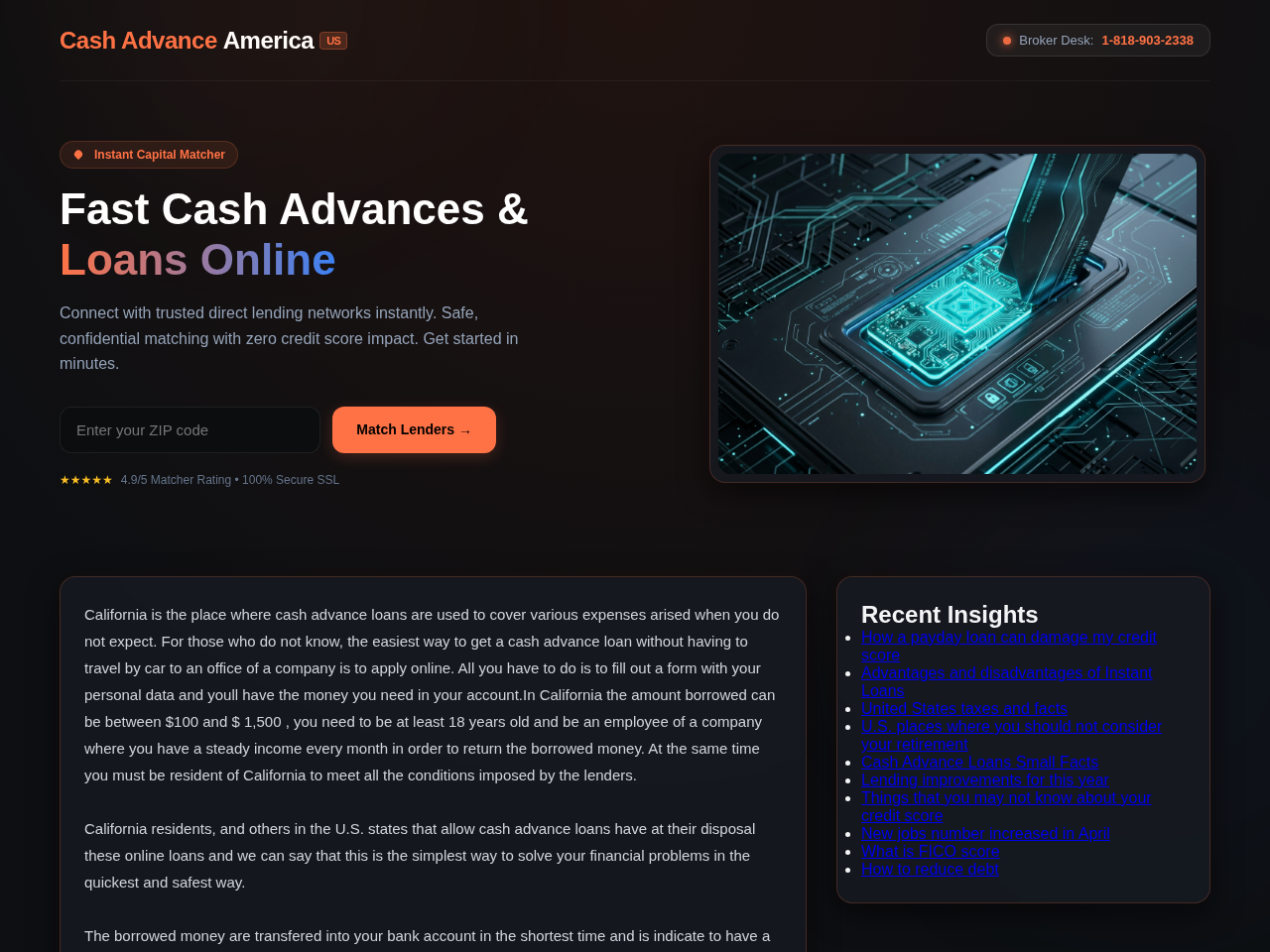 Cash Advance America Website Design