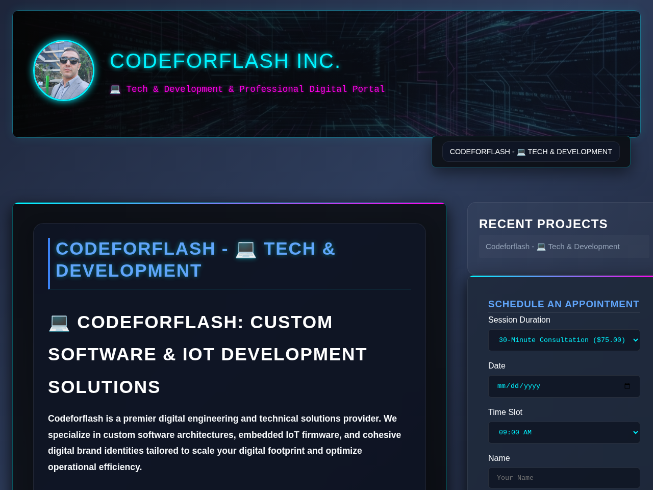 Codeforflash Inc. Website Design