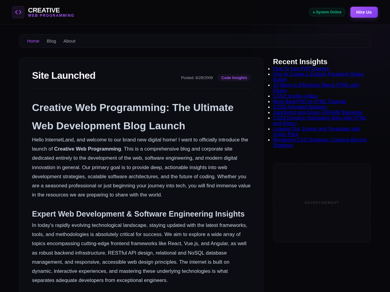 Creative Web Programming Website Design