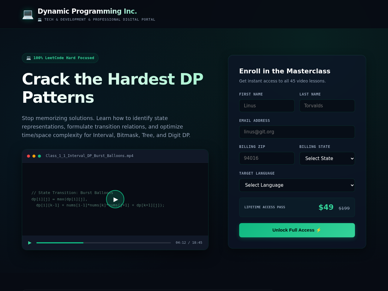 Dynamic Programming Inc. Website Design