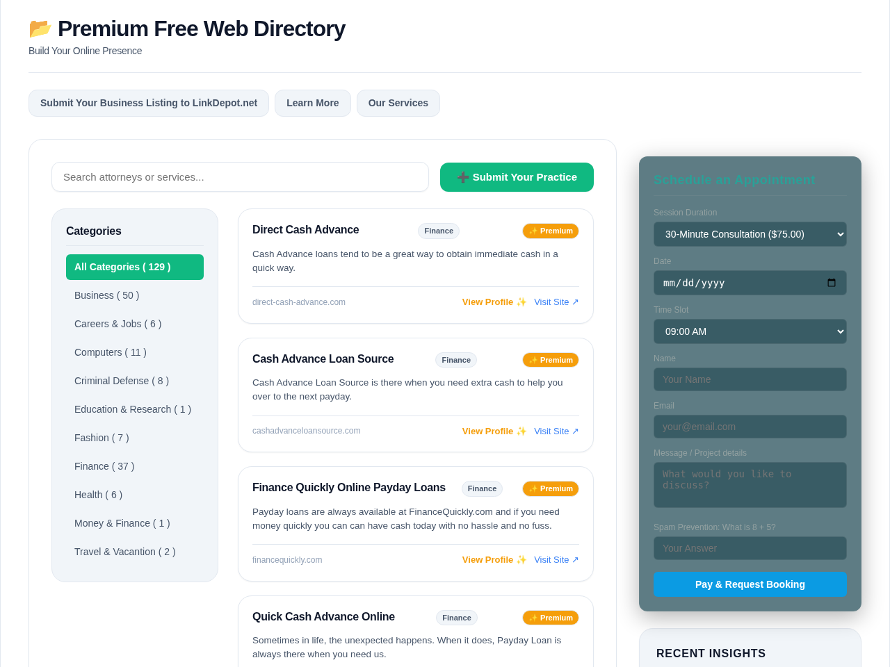 Premium Free Web Directory Website Design