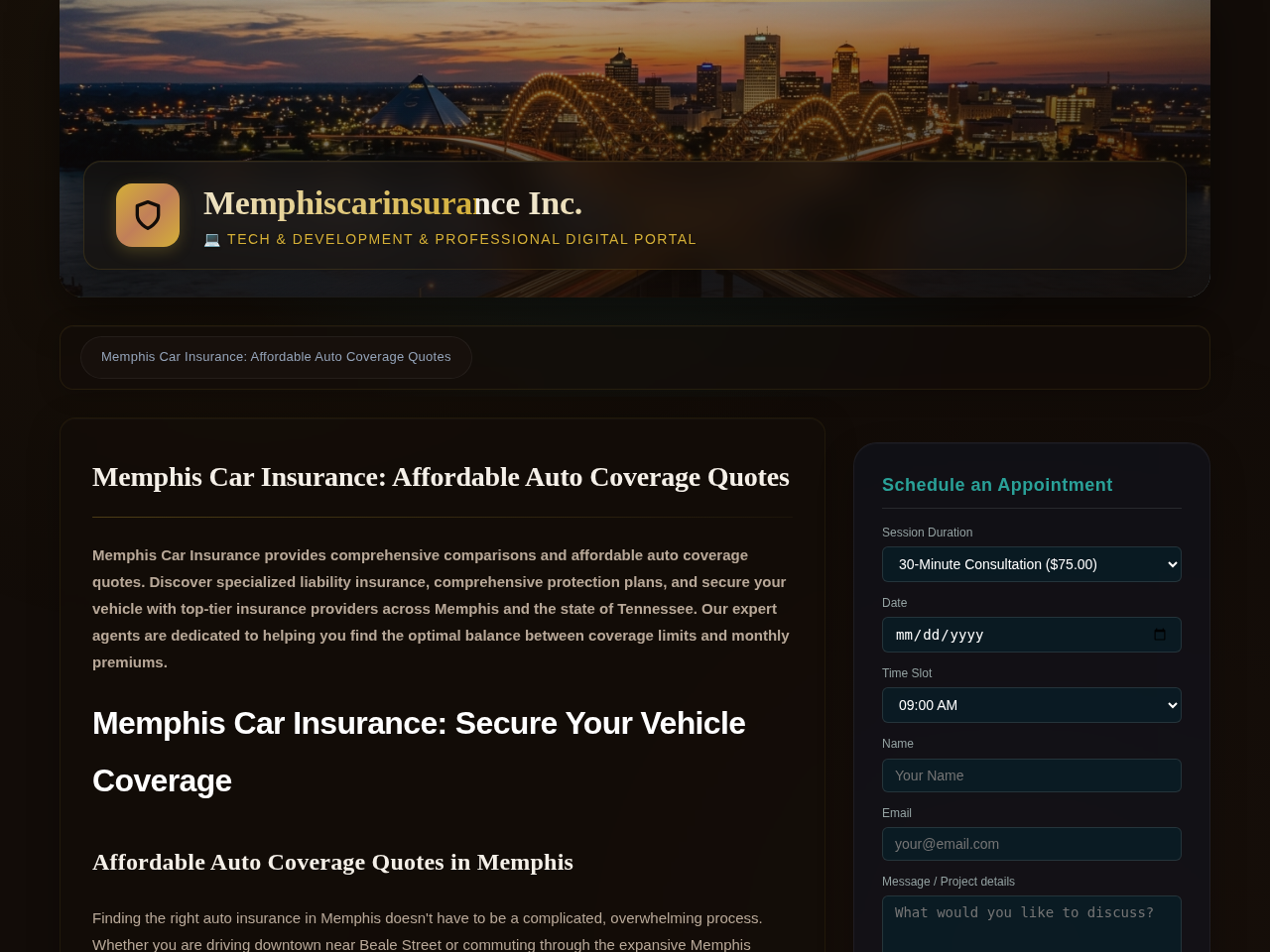 Memphis Car Insurance Website Design
