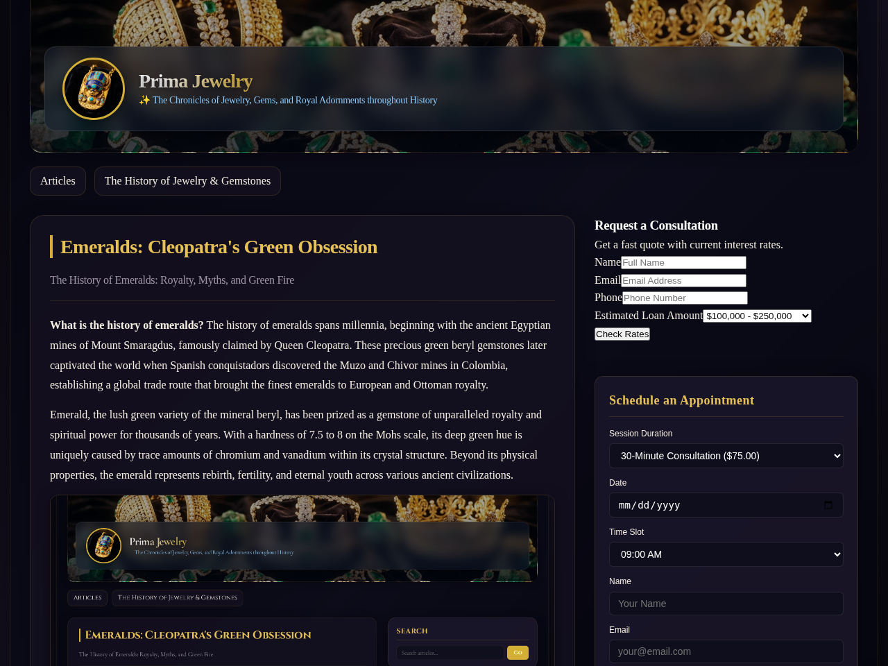 Prima Jewelry Website Design