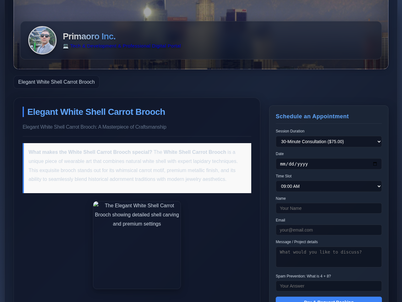 Primaoro Inc. Website Design