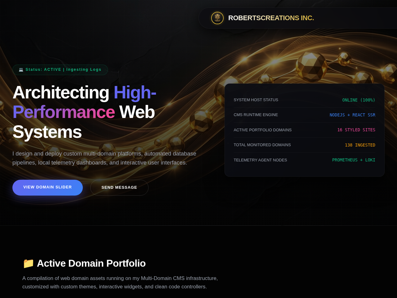Robertscreations Inc. Website Design